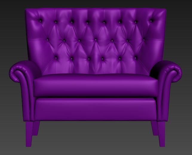 Contemporary sofa fabric and Gold foil Low-poly 3D model_6