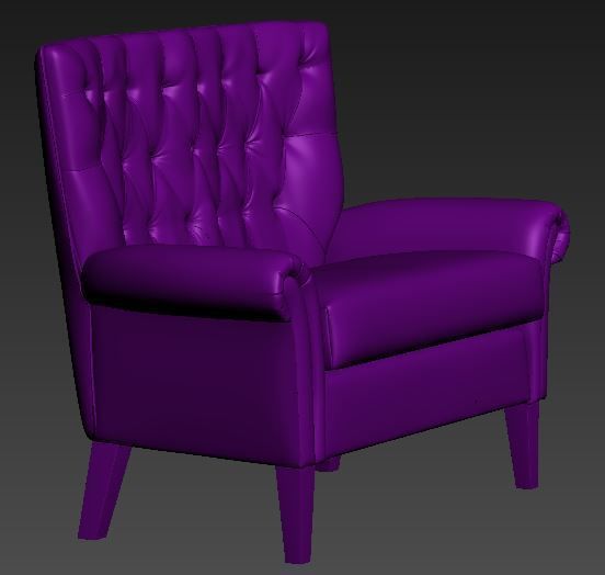 Contemporary sofa fabric and Gold foil Low-poly 3D model_8