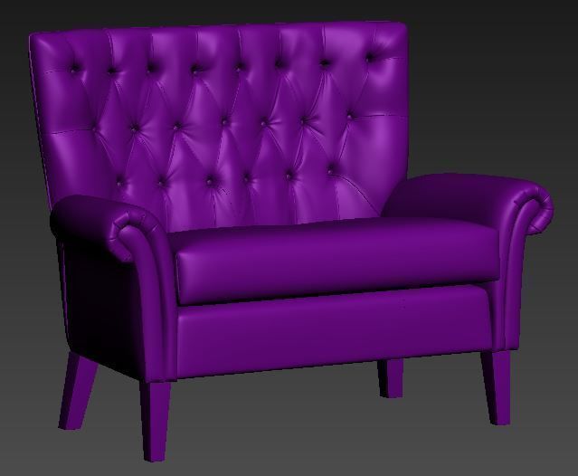 Contemporary sofa fabric and Gold foil Low-poly 3D model_7