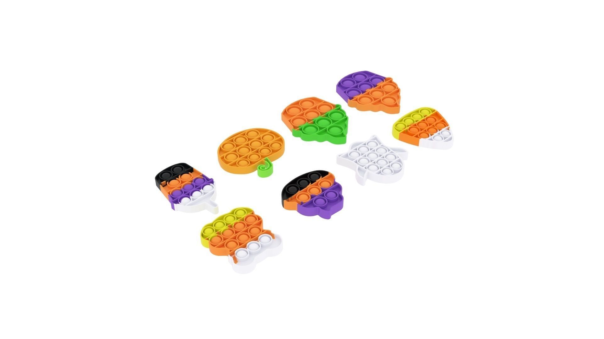 Mini Halloween Pop It Fidget Toys Set 3D model_2