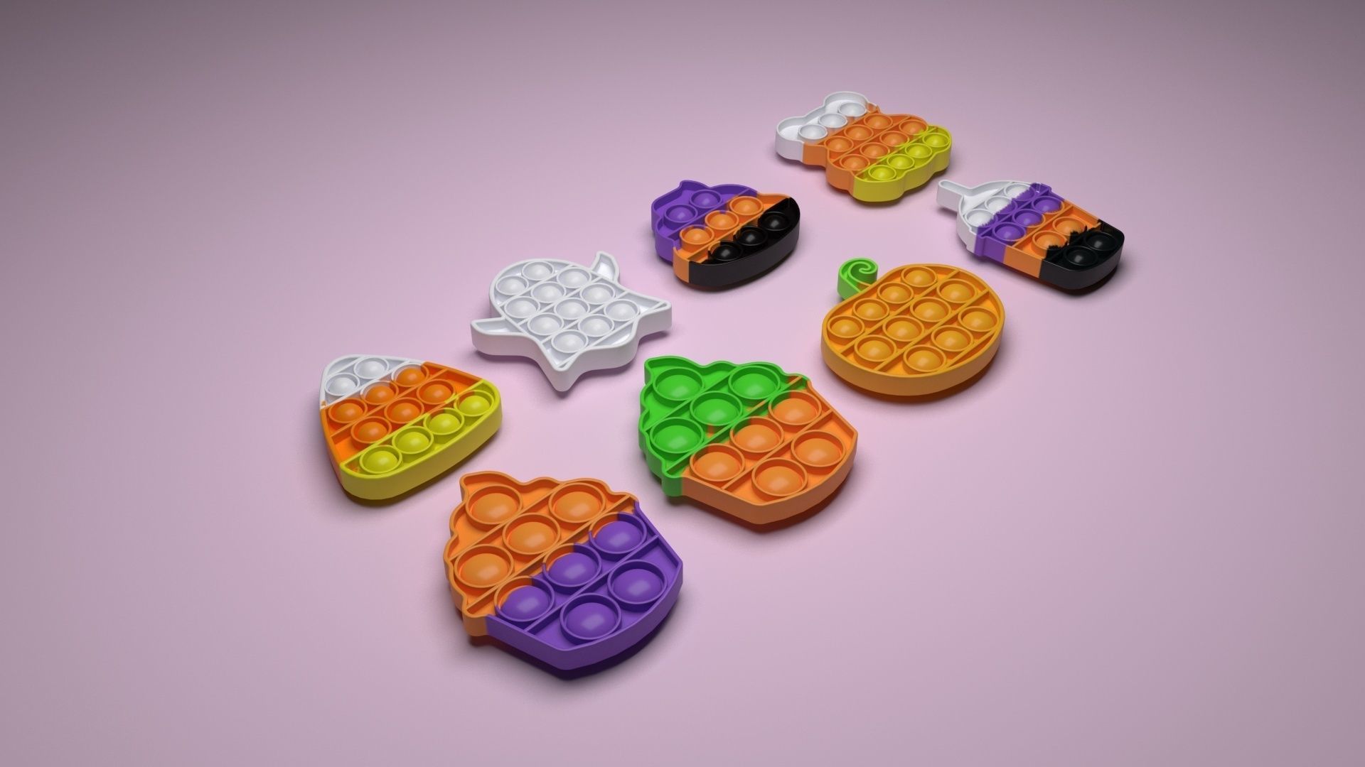 Mini Halloween Pop It Fidget Toys Set 3D model_19