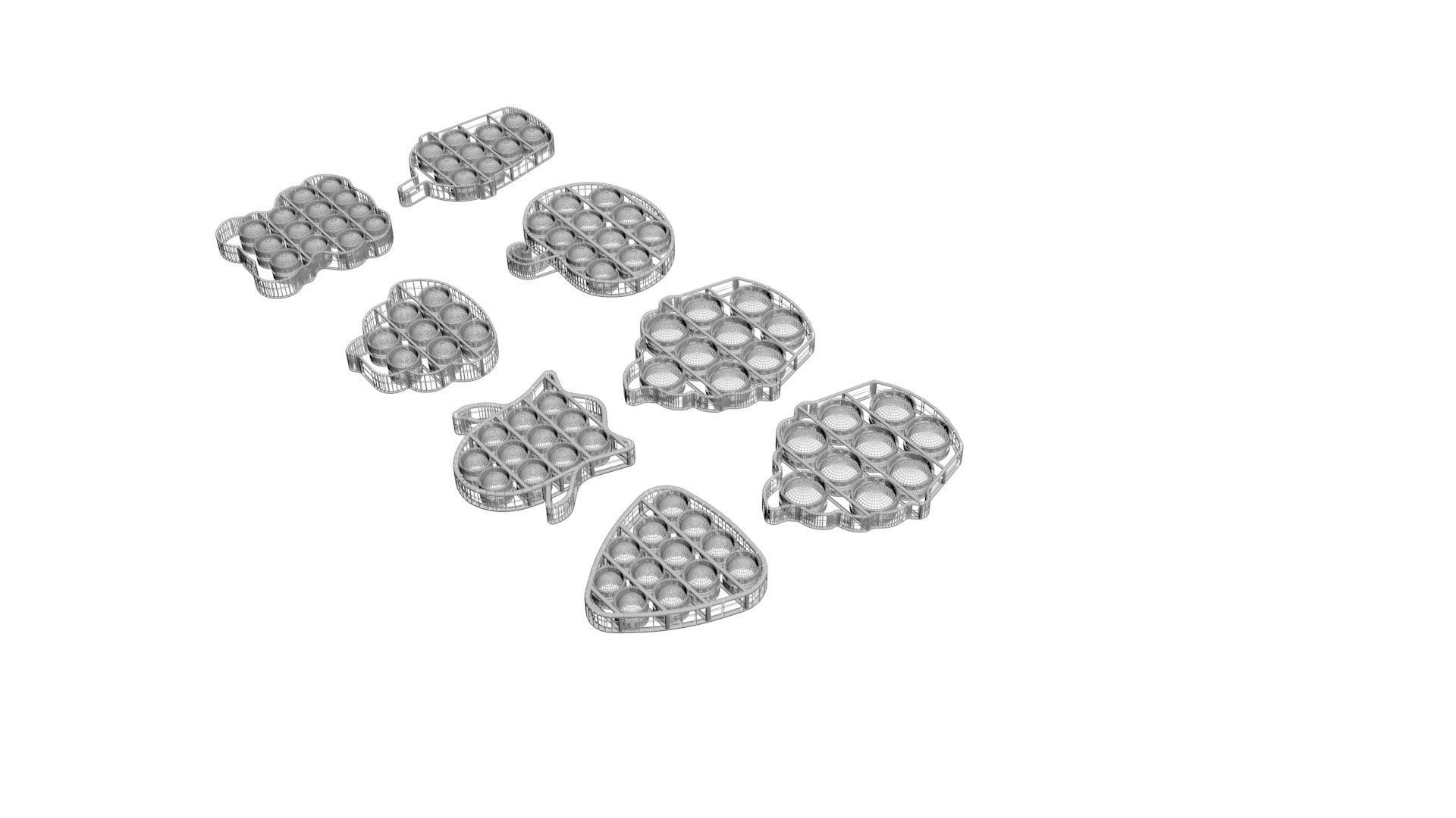 Mini Halloween Pop It Fidget Toys Set 3D model_12