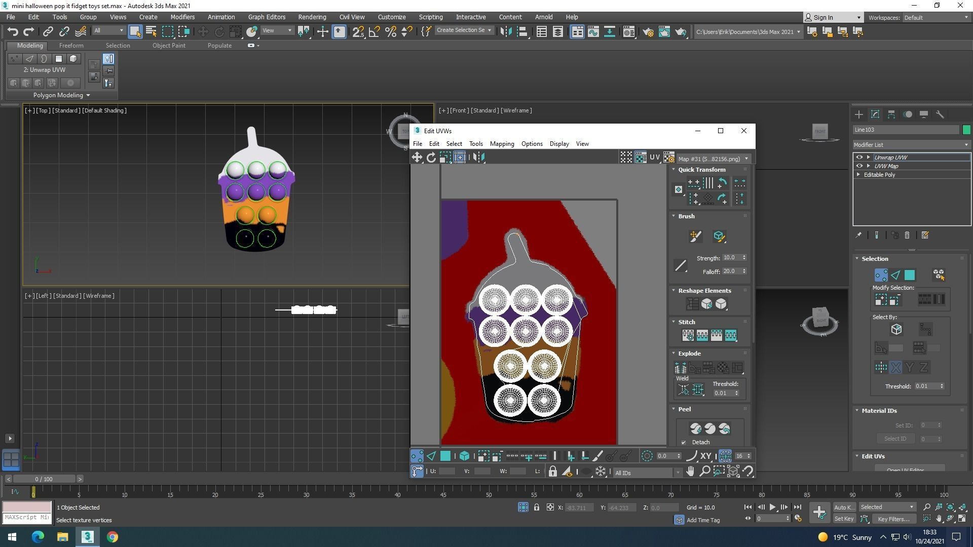 Mini Halloween Pop It Fidget Toys Set 3D model_23