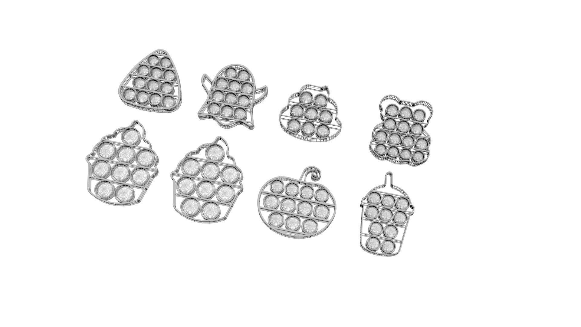 Mini Halloween Pop It Fidget Toys Set 3D model_10