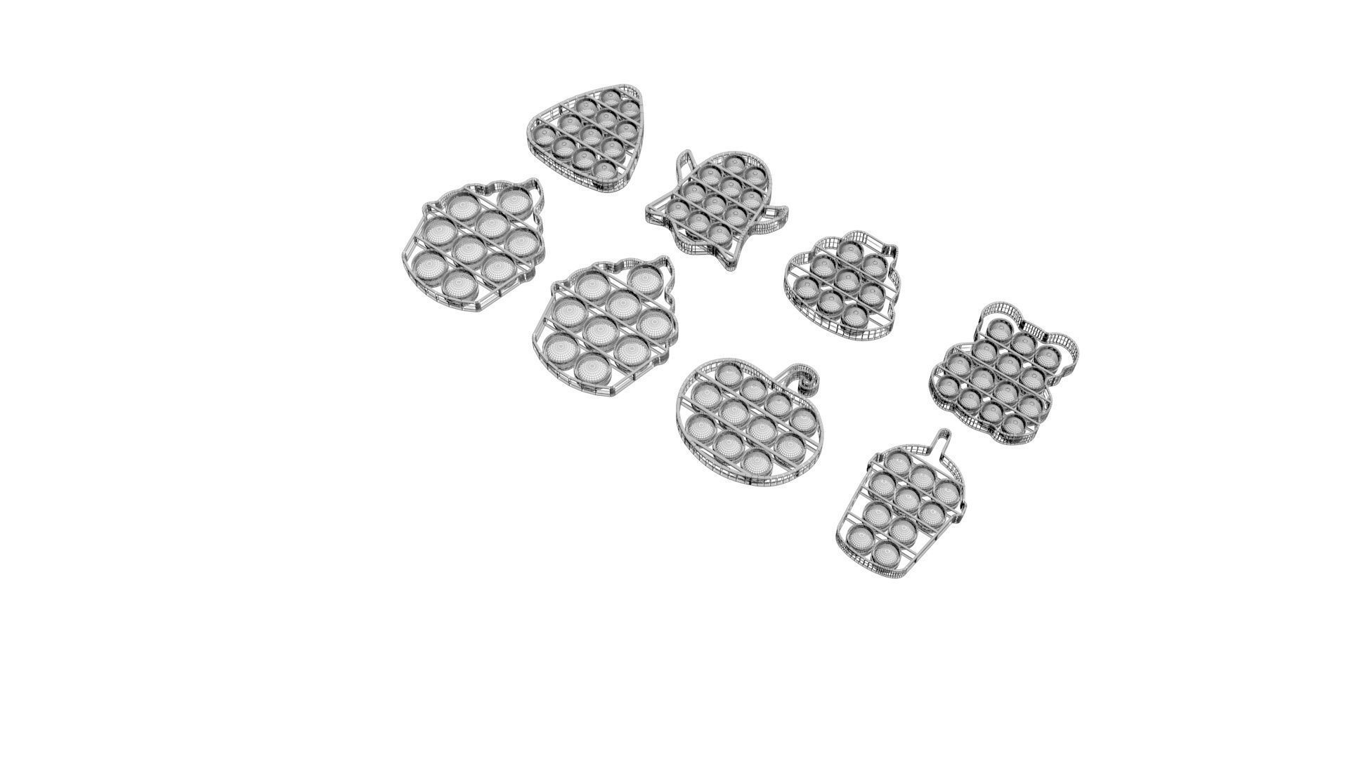 Mini Halloween Pop It Fidget Toys Set 3D model_14