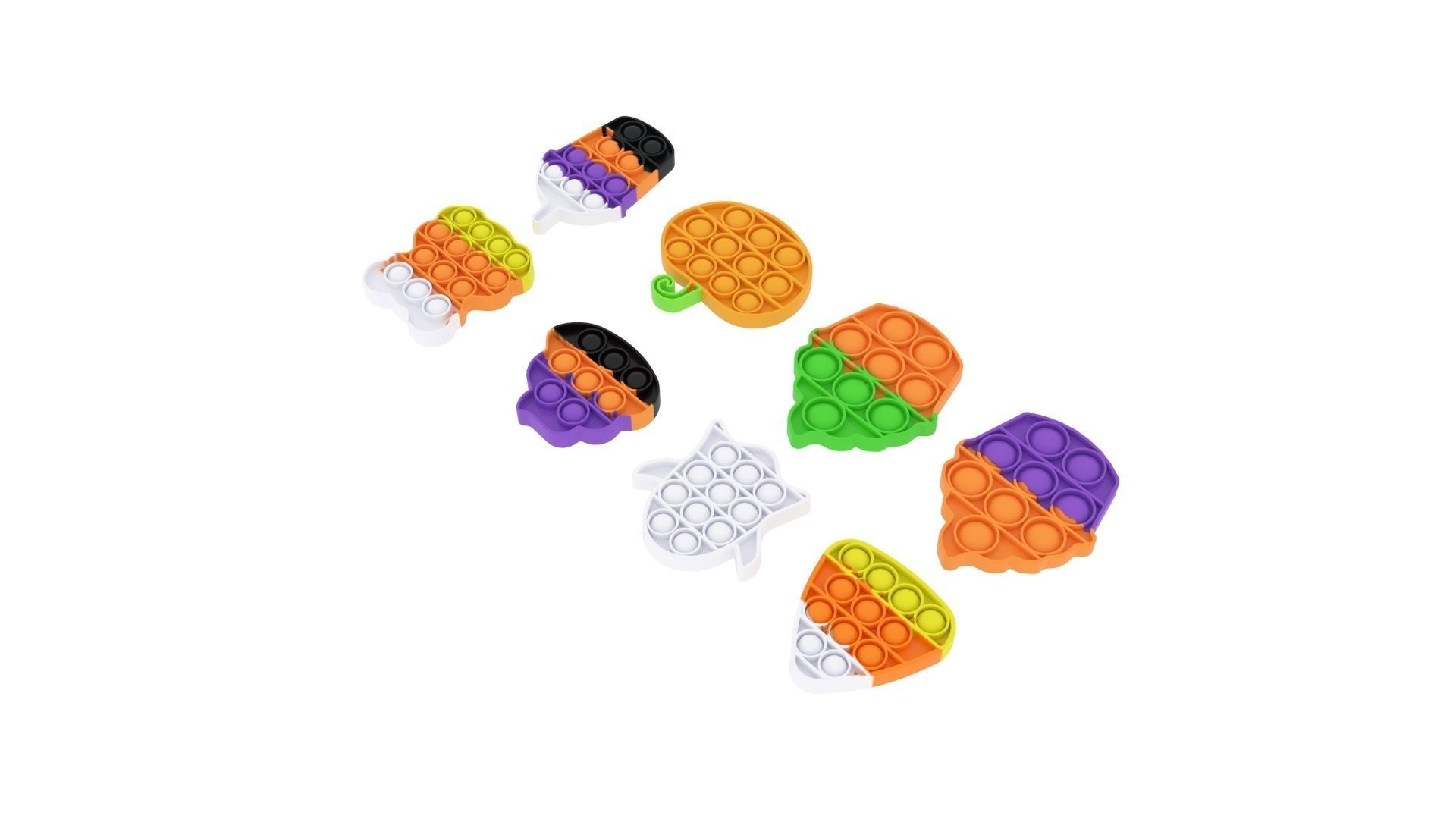 Mini Halloween Pop It Fidget Toys Set 3D model_3