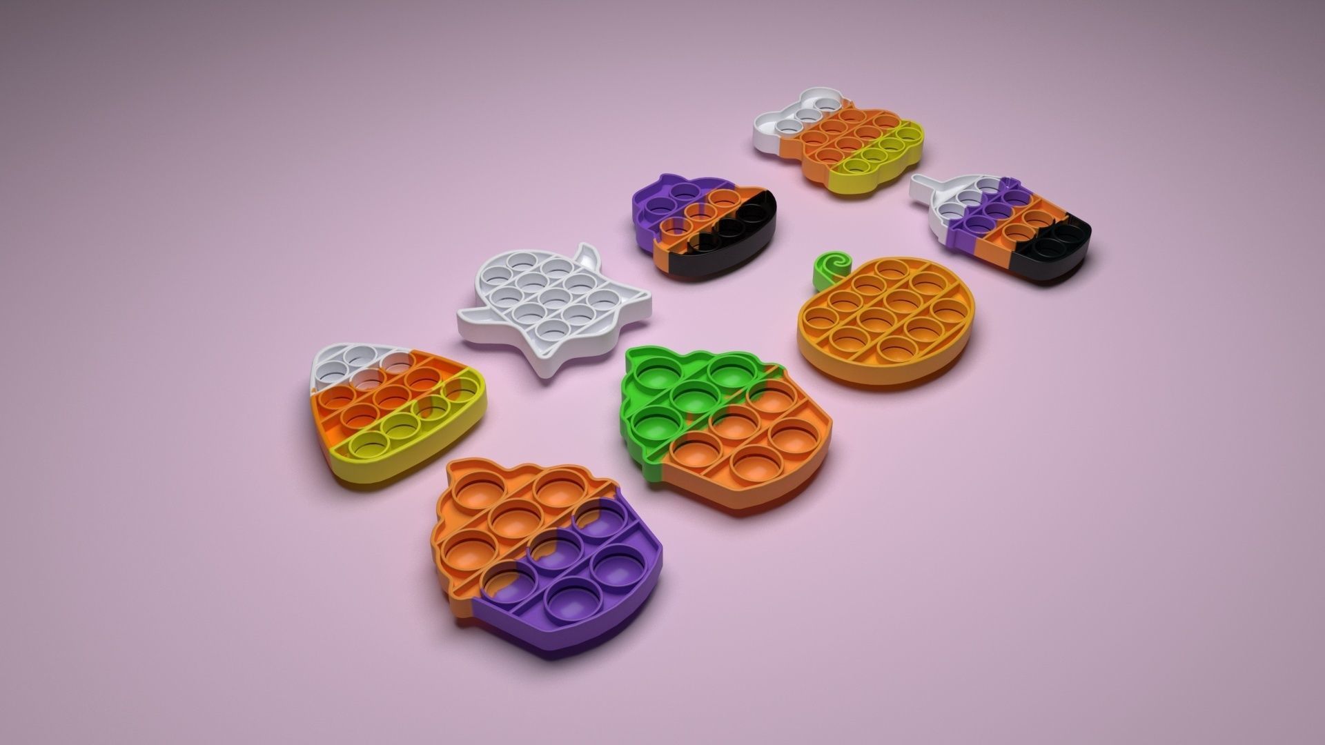 Mini Halloween Pop It Fidget Toys Set 3D model_20