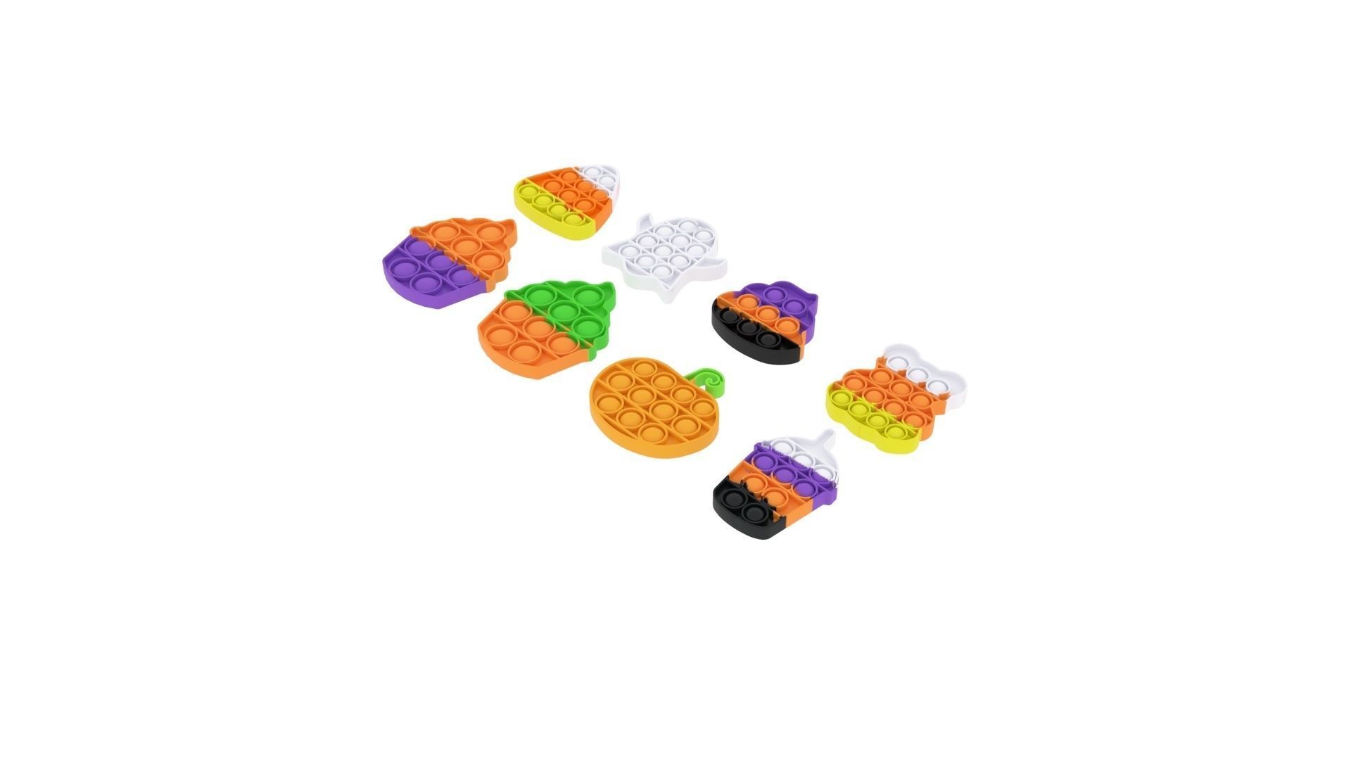 Mini Halloween Pop It Fidget Toys Set 3D model_5
