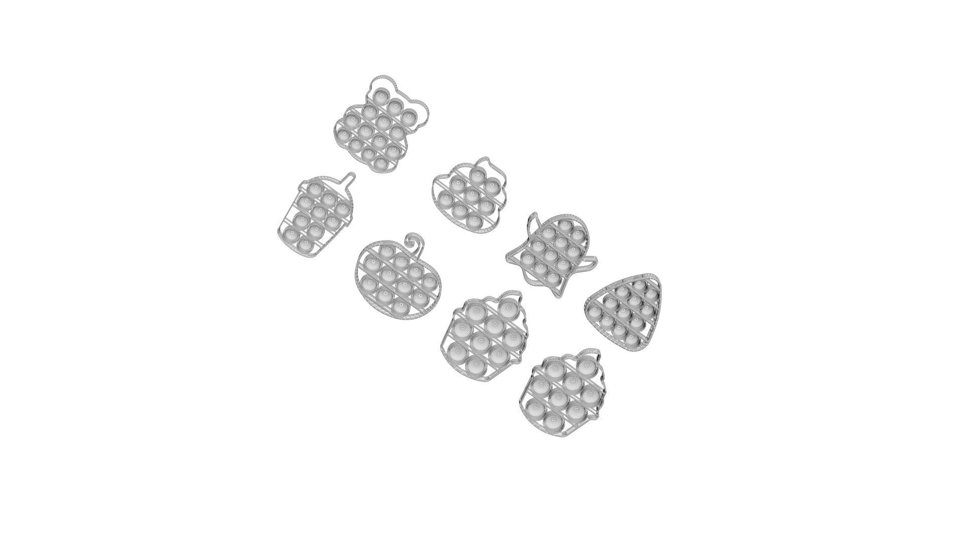 Mini Halloween Pop It Fidget Toys Set 3D model_17