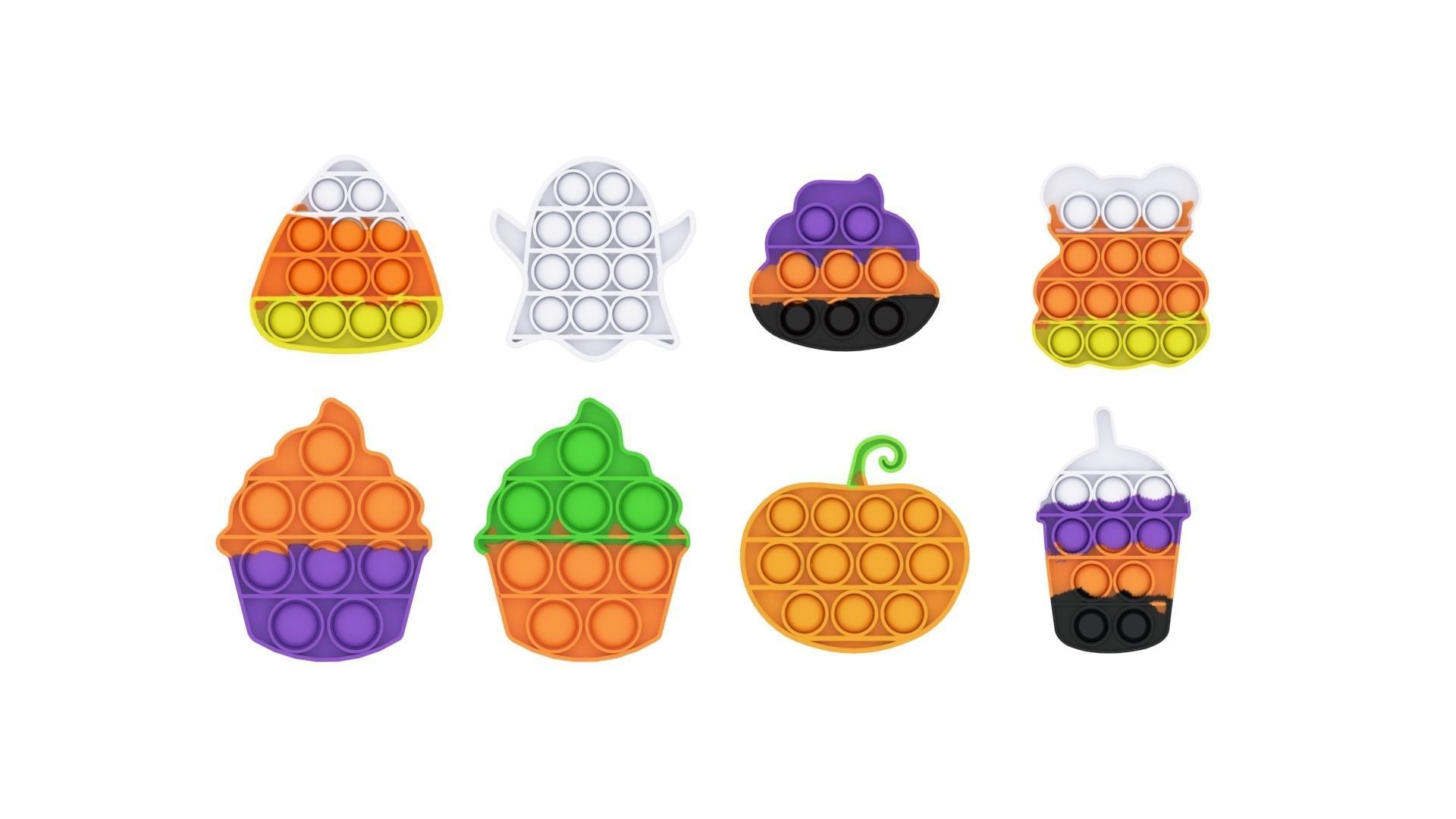 Mini Halloween Pop It Fidget Toys Set 3D model_8