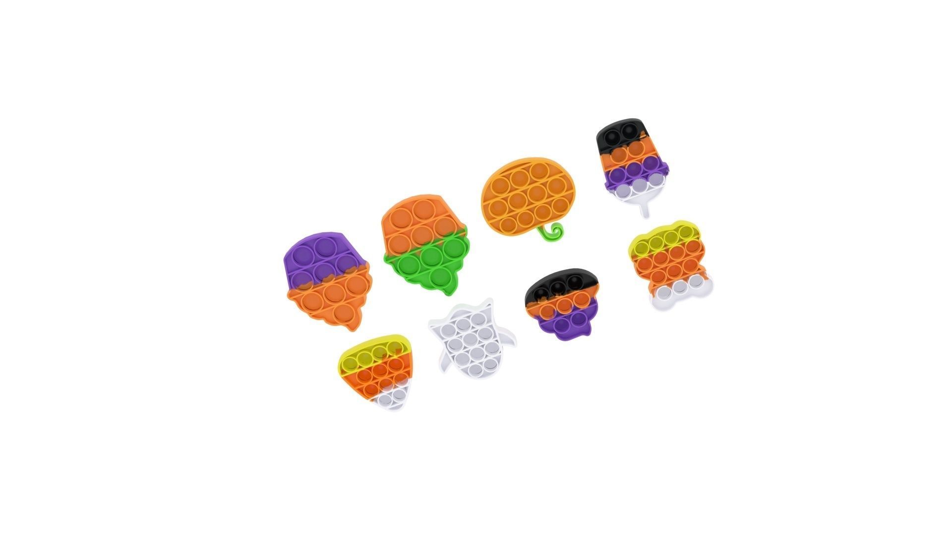 Mini Halloween Pop It Fidget Toys Set 3D model_7