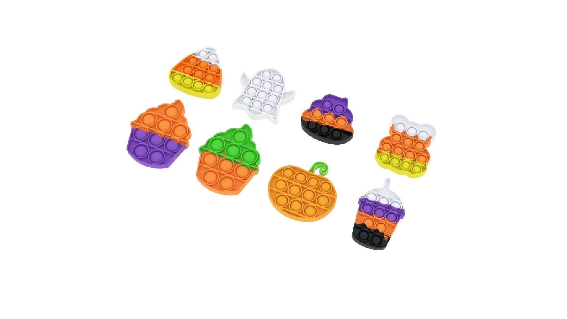 Mini Halloween Pop It Fidget Toys Set 3D model_1