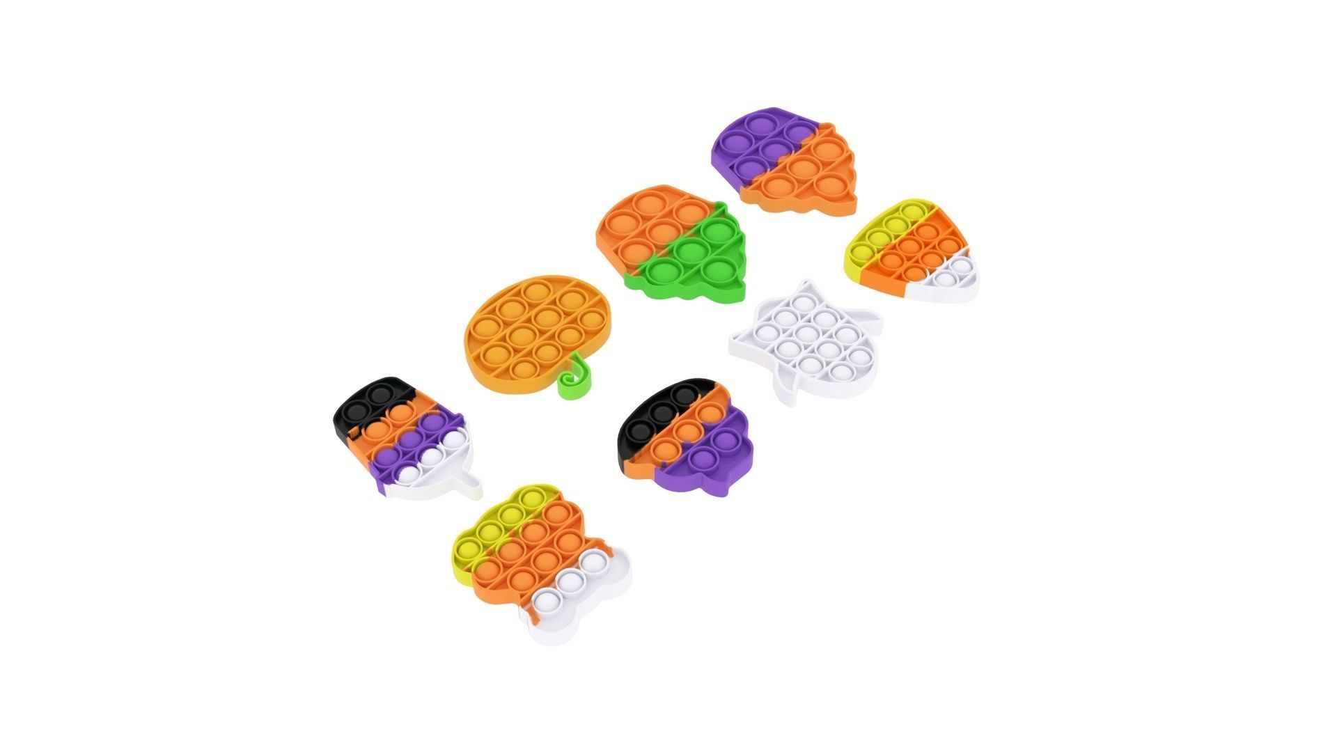 Mini Halloween Pop It Fidget Toys Set 3D model_4