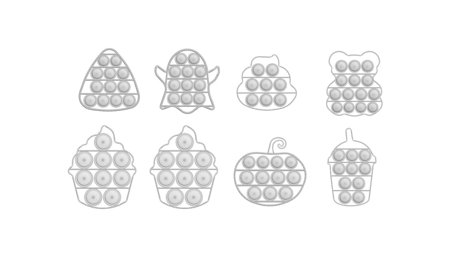 Mini Halloween Pop It Fidget Toys Set 3D model_18