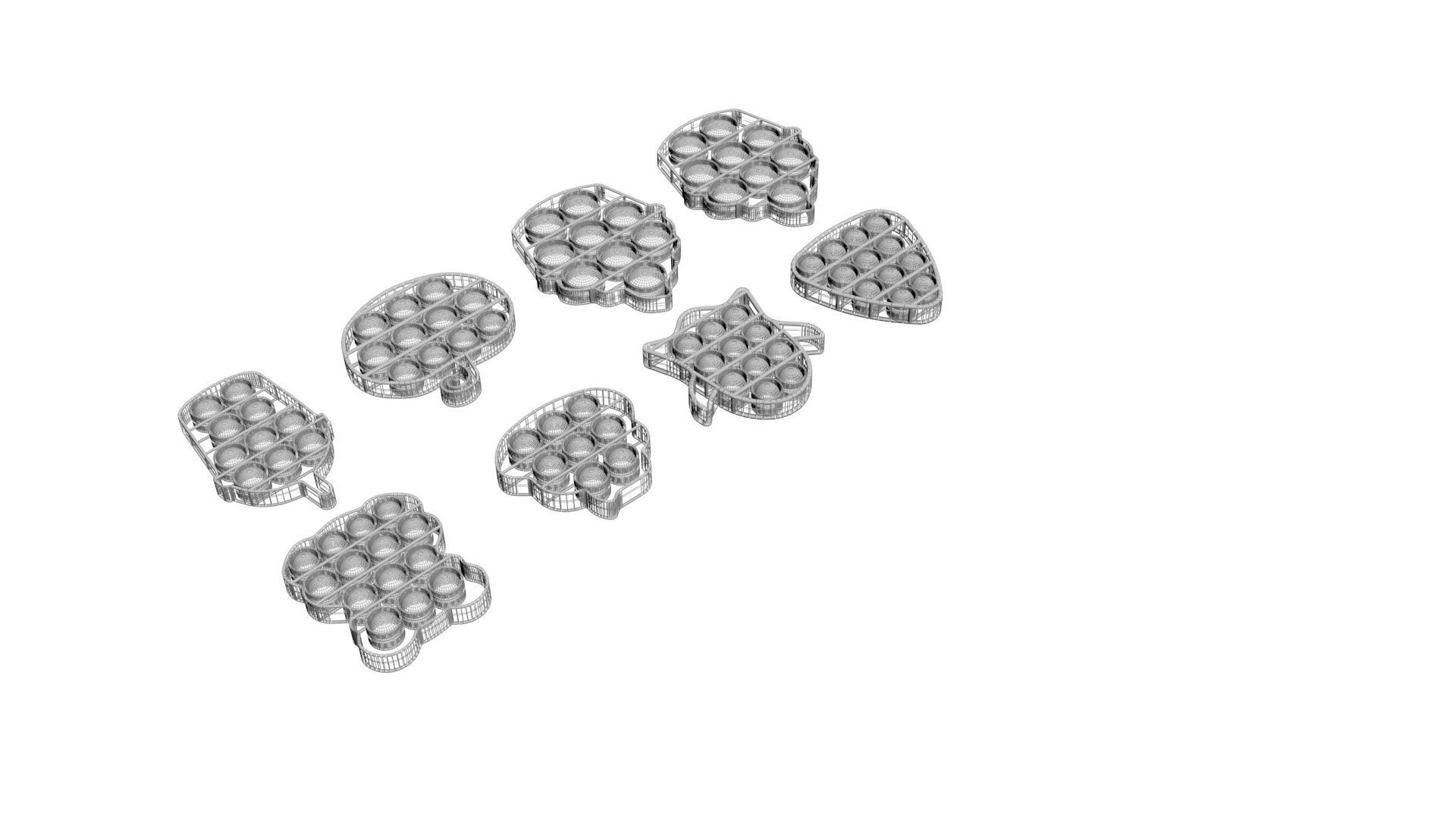 Mini Halloween Pop It Fidget Toys Set 3D model_11