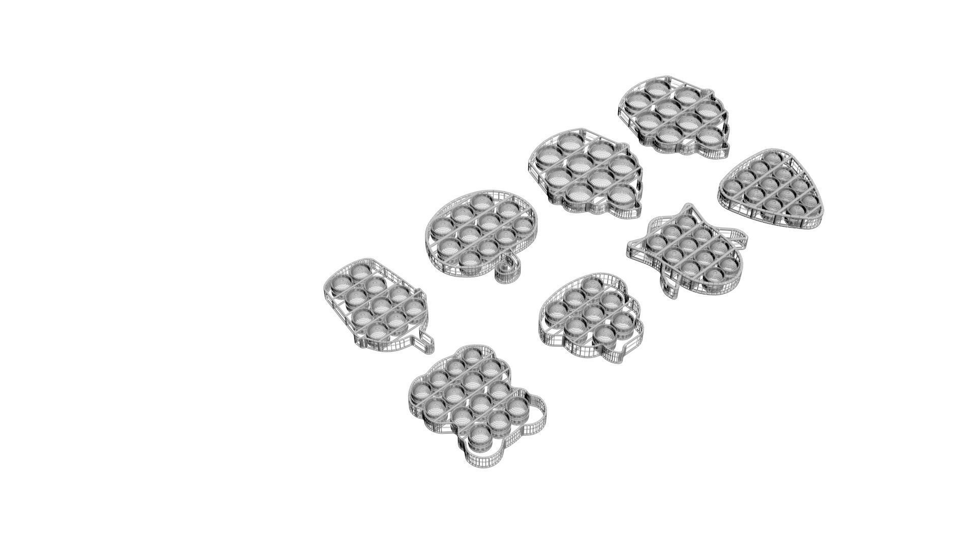 Mini Halloween Pop It Fidget Toys Set 3D model_13