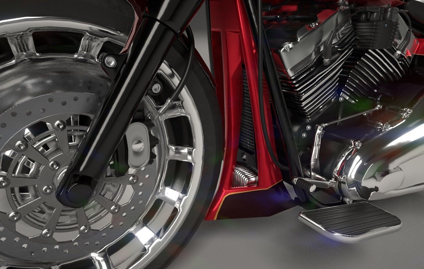 Big Custom Motorcyle Low-poly 3D model_17