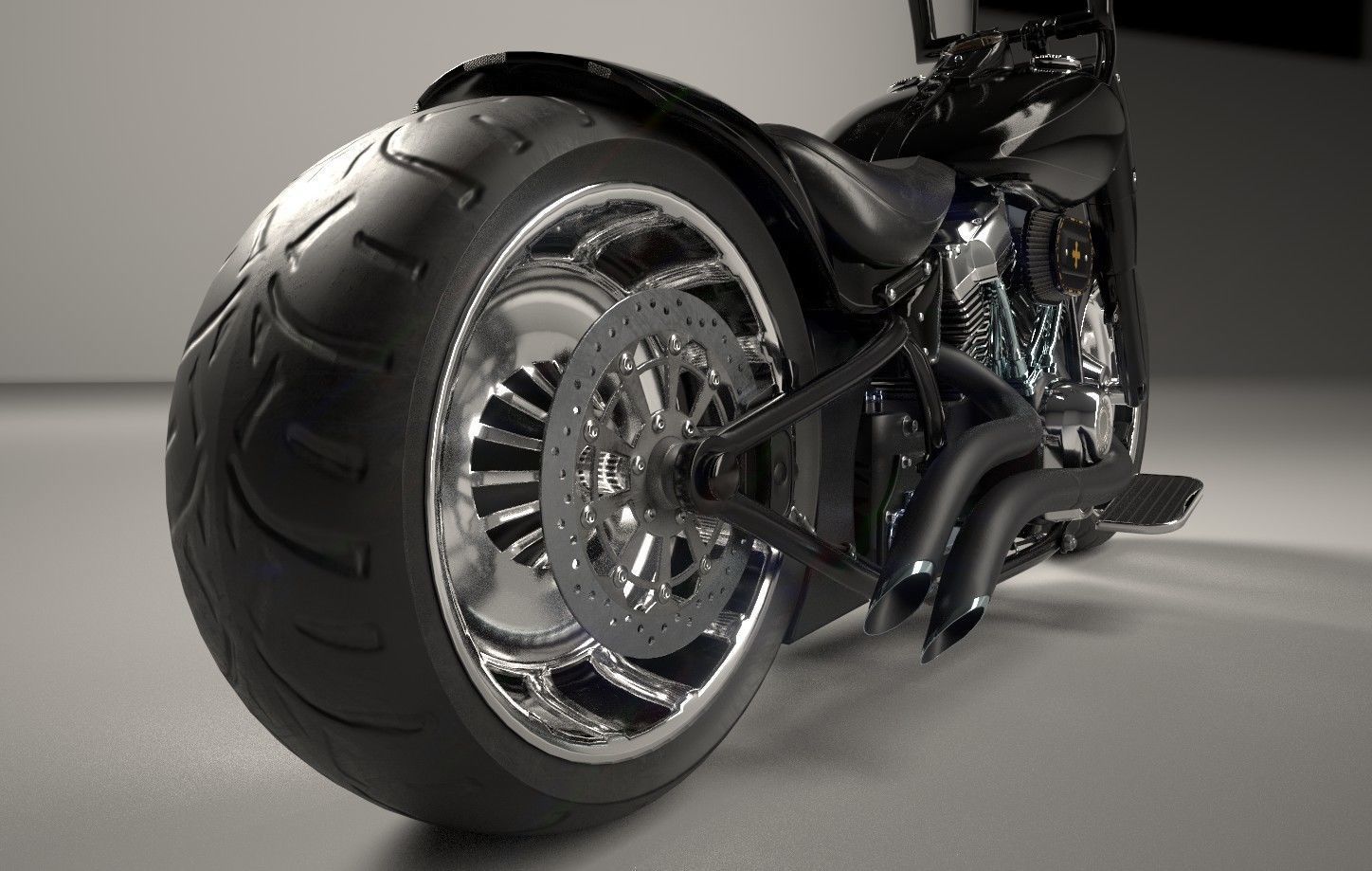Big Custom Motorcyle Low-poly 3D model_2