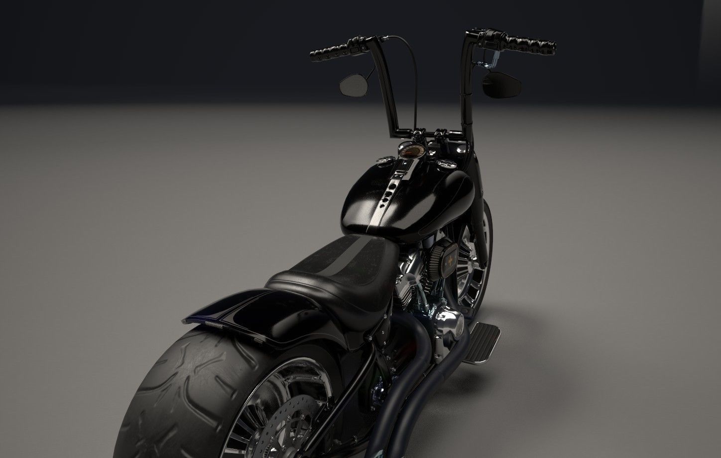 Big Custom Motorcyle Low-poly 3D model_7