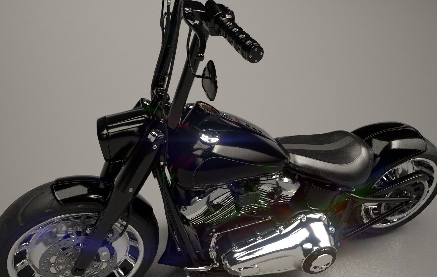 Big Custom Motorcyle Low-poly 3D model_6