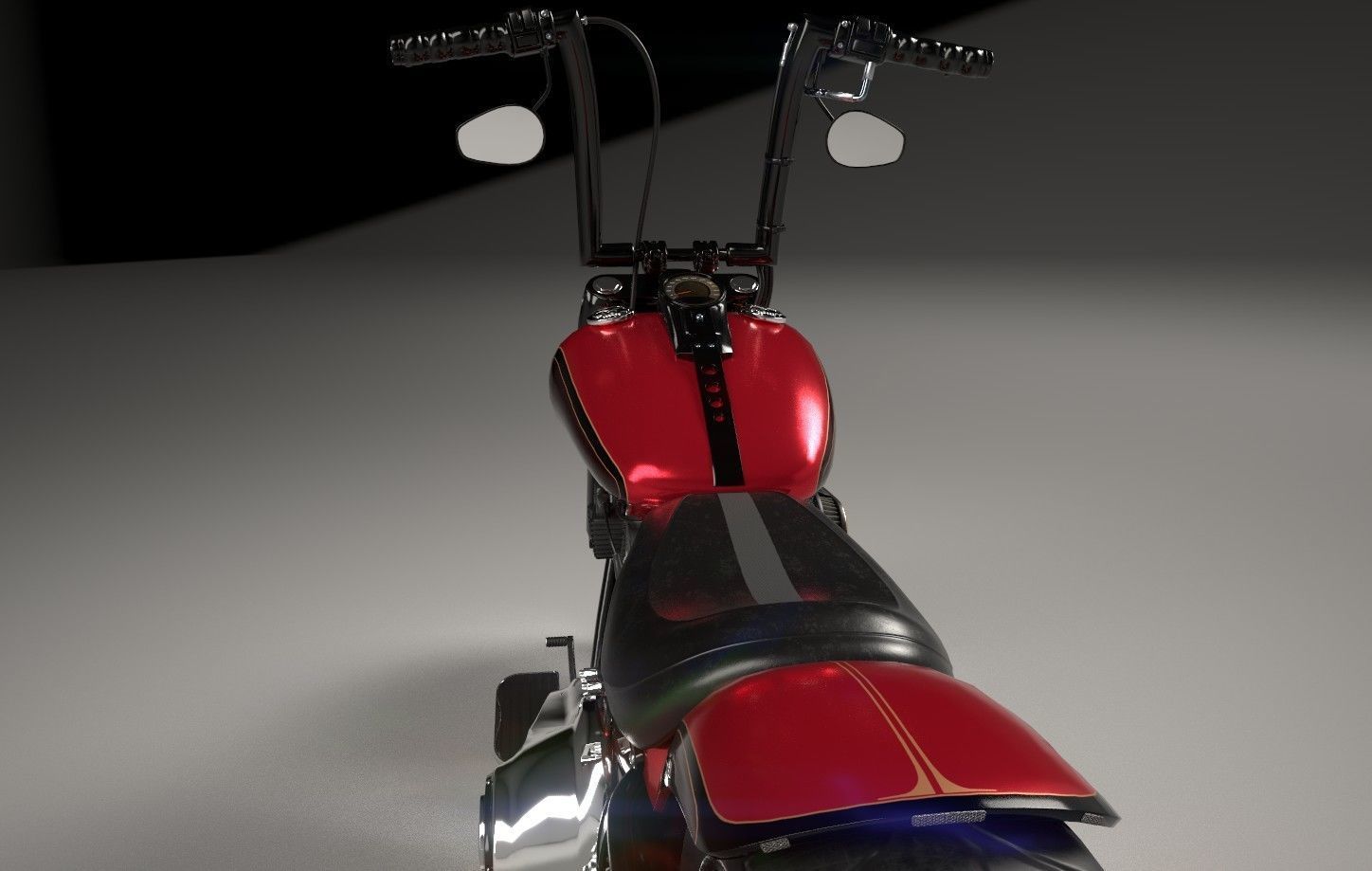 Big Custom Motorcyle Low-poly 3D model_16