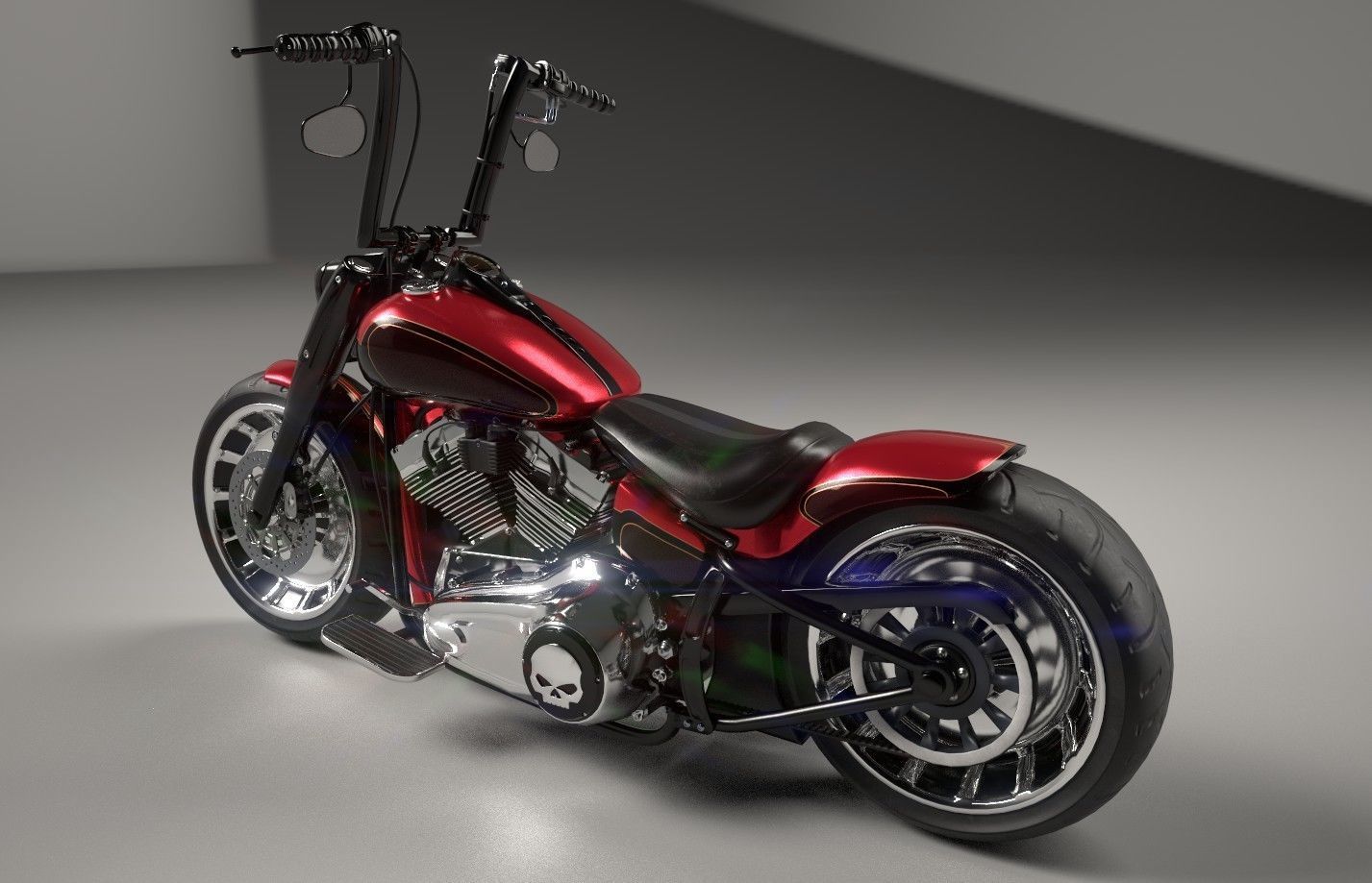 Big Custom Motorcyle Low-poly 3D model_10