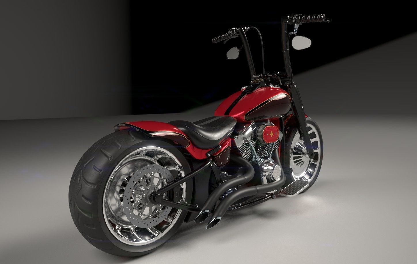 Big Custom Motorcyle Low-poly 3D model_14