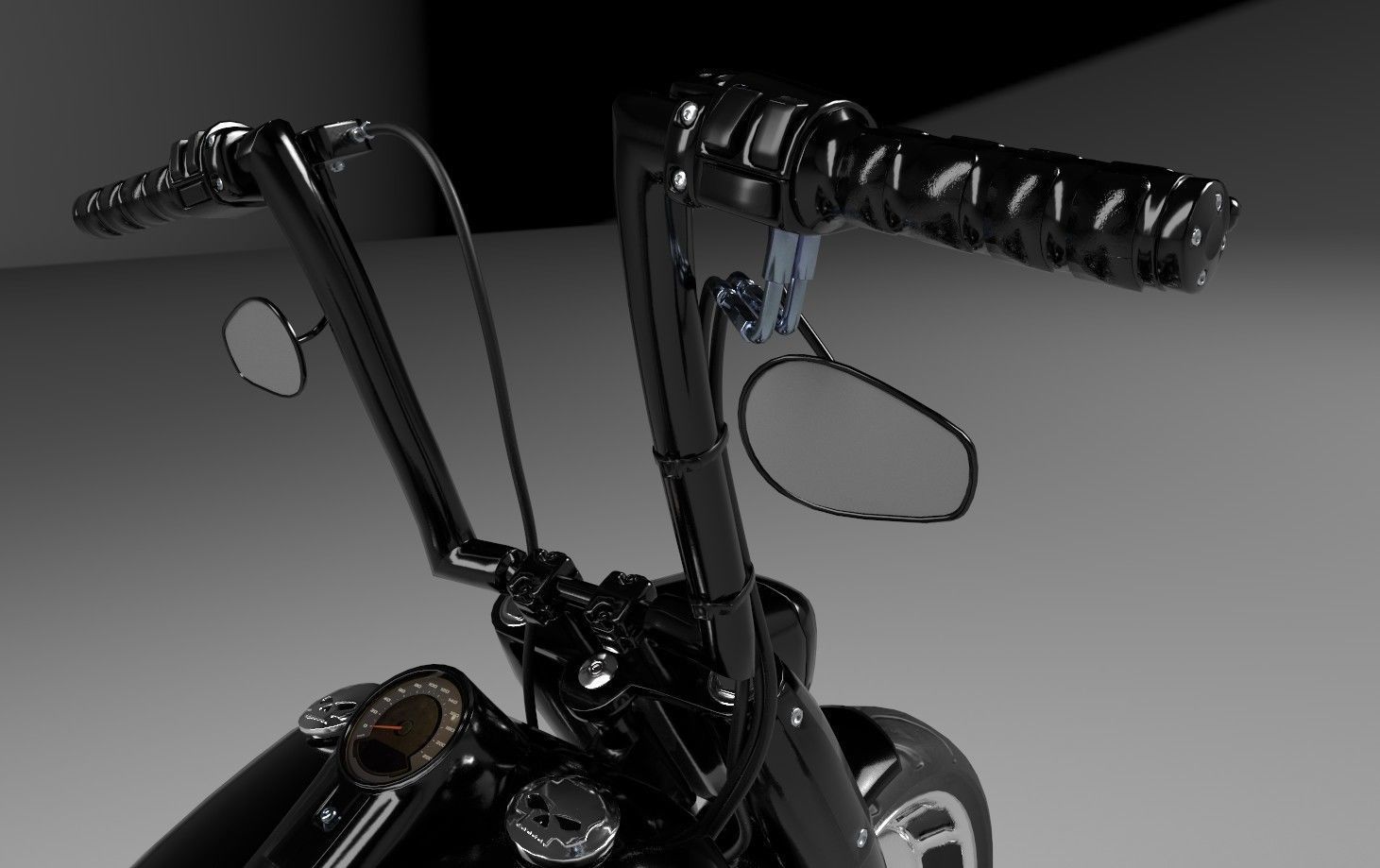 Big Custom Motorcyle Low-poly 3D model_9