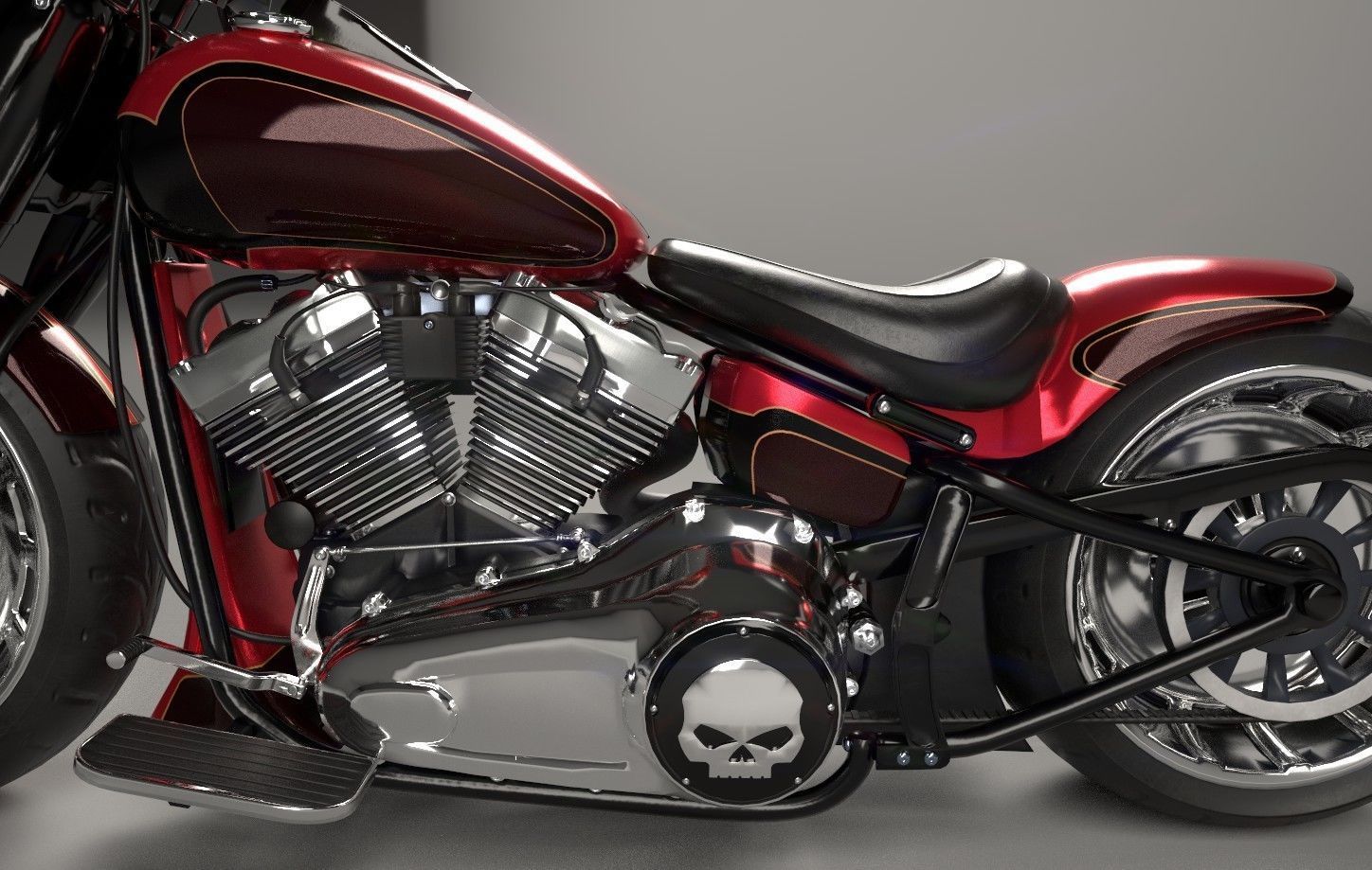 Big Custom Motorcyle Low-poly 3D model_12