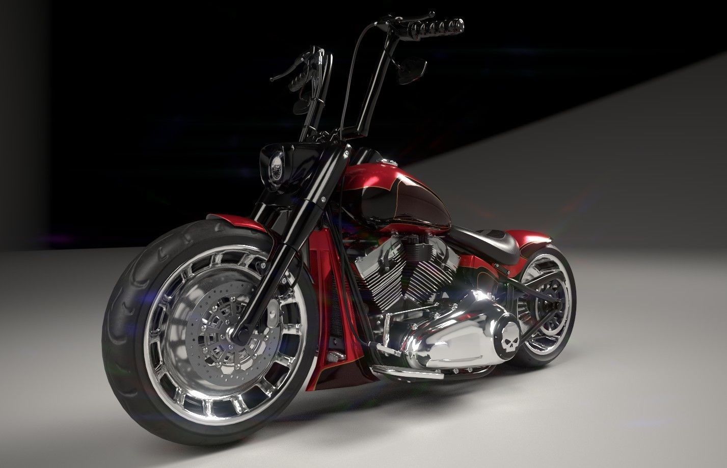 Big Custom Motorcyle Low-poly 3D model_13