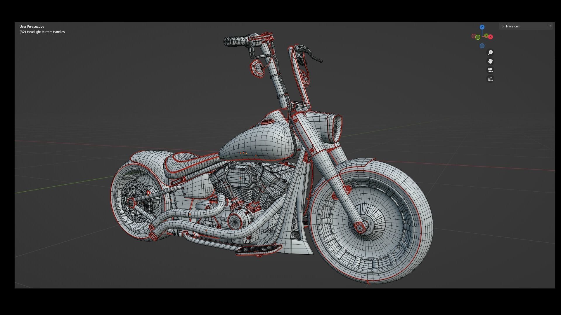 Big Custom Motorcyle Low-poly 3D model_19