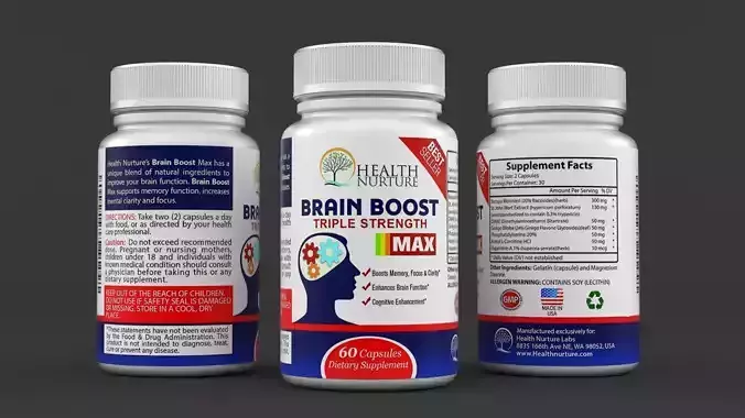 Supplement bottle of brain boost