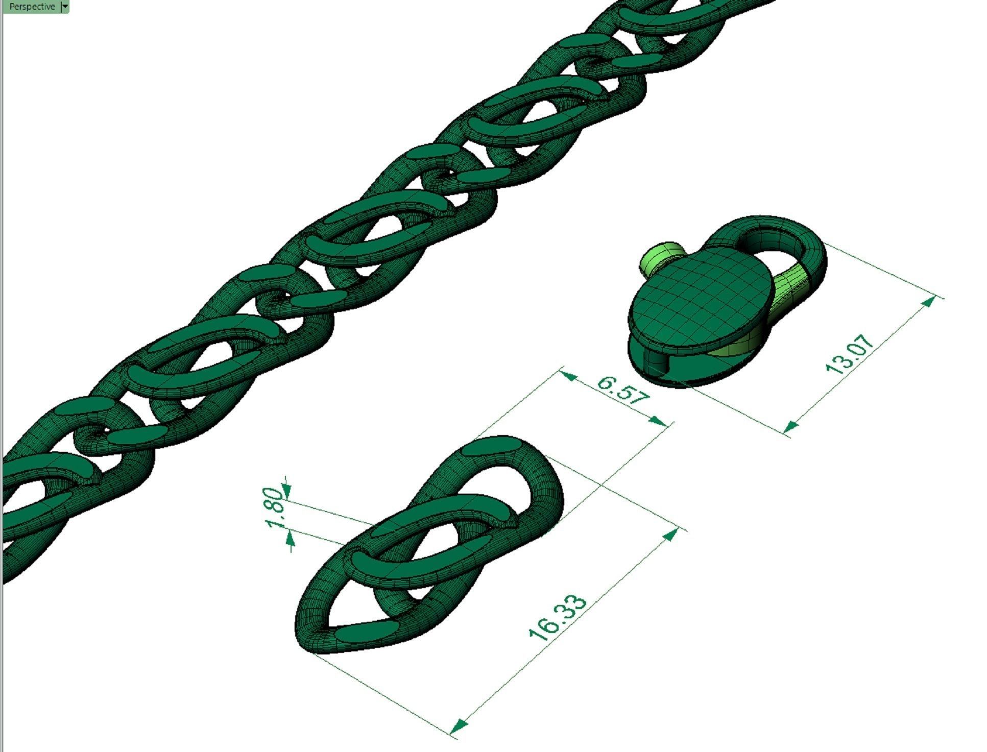 beautiful chain or bracelet  with lock 3D print model_2