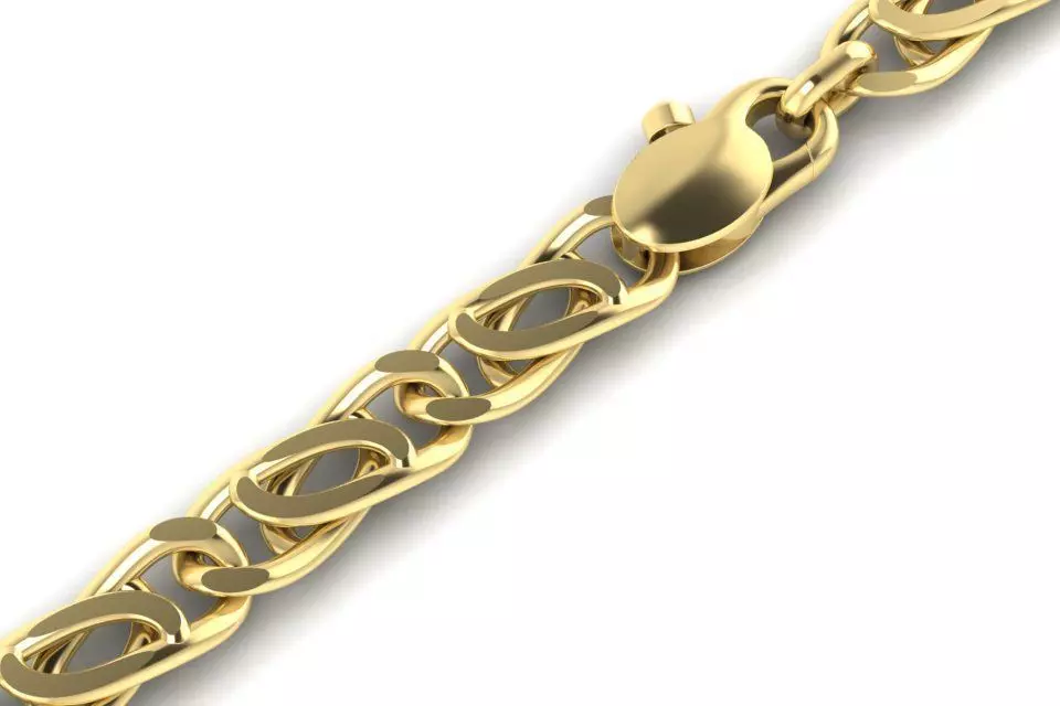 beautiful chain or bracelet  with lock 3D print model_0
