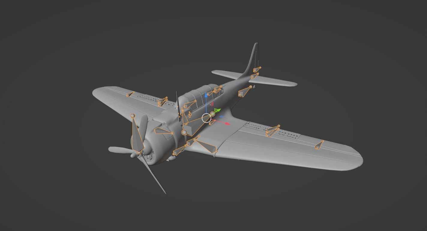 Douglas SBD Dauntless - US ww2 dive bomber 3D model_30