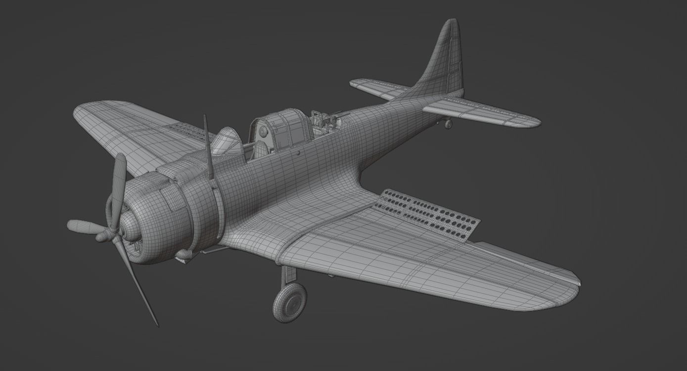 Douglas SBD Dauntless - US ww2 dive bomber 3D model_28