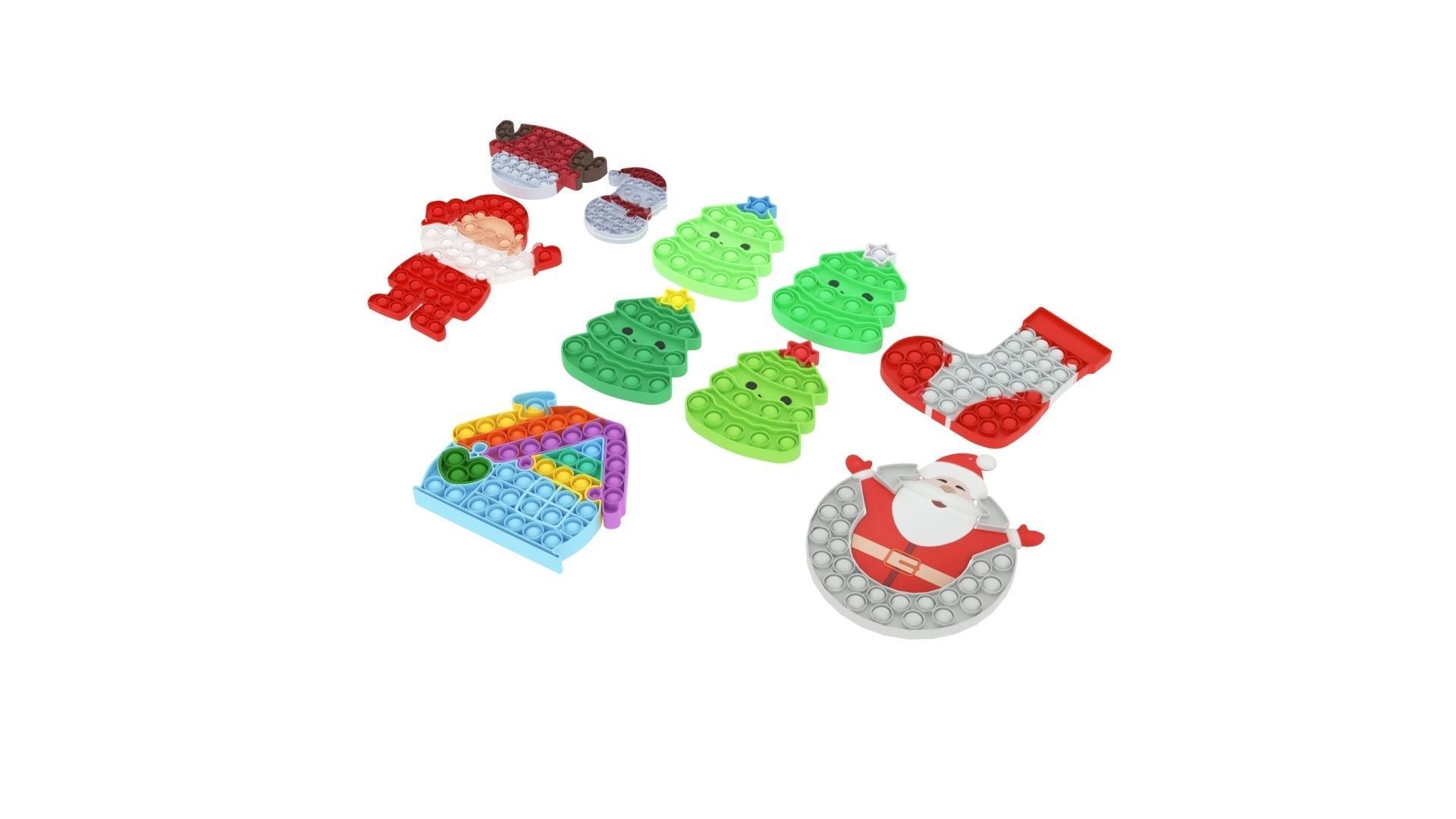 Christmas Pop It Fidget Toys Set 3D model_3