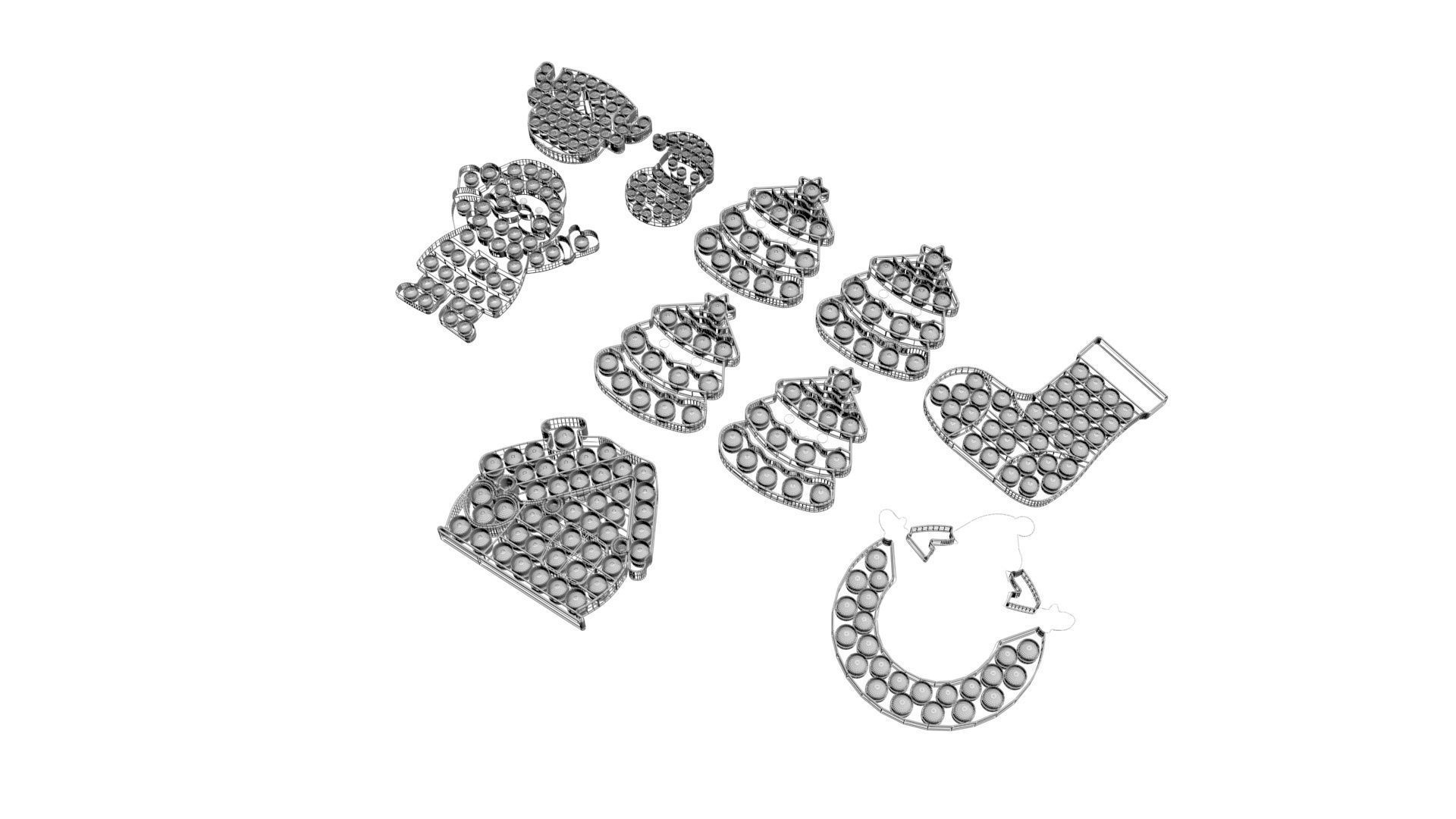 Christmas Pop It Fidget Toys Set 3D model_20