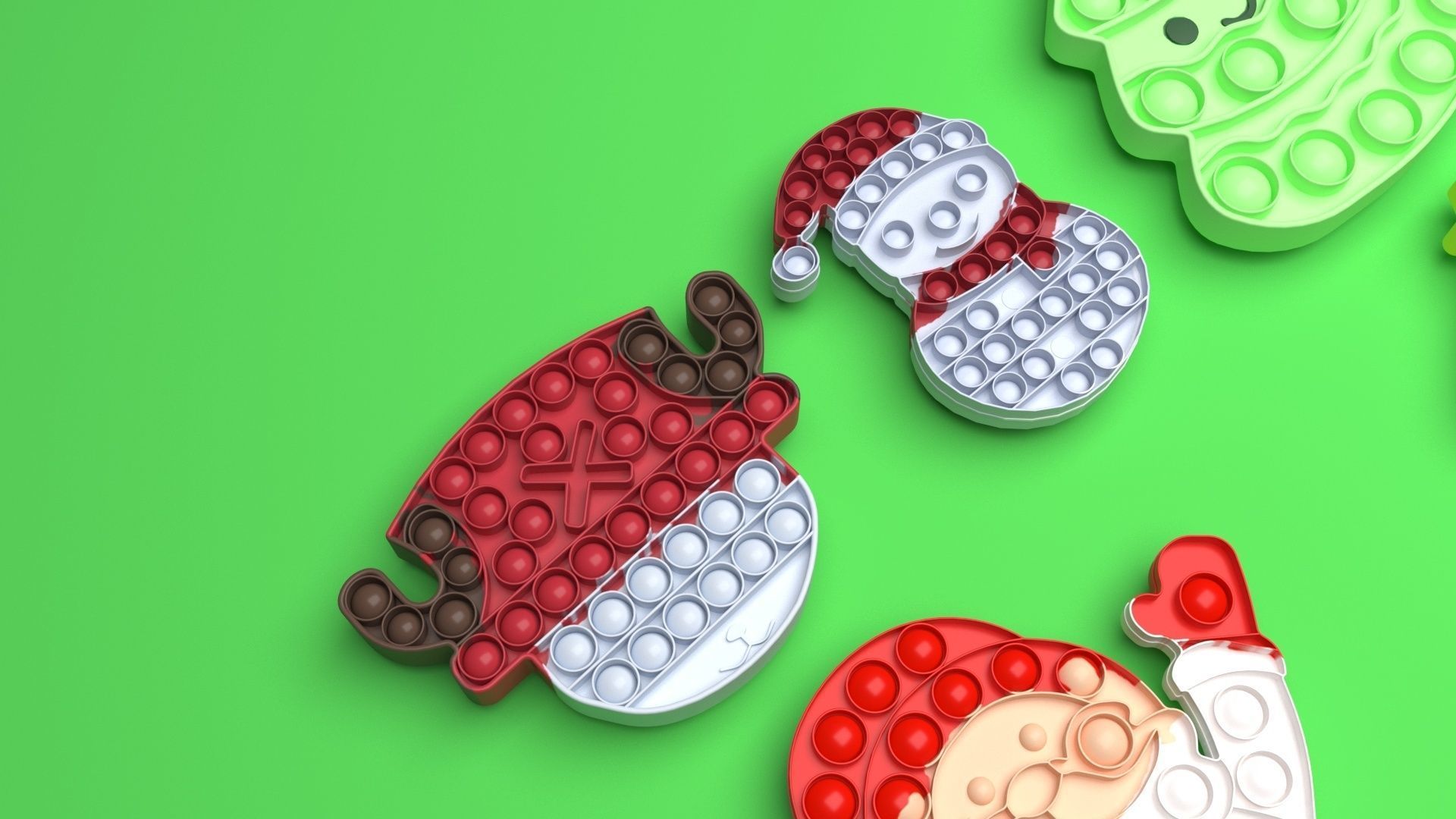 Christmas Pop It Fidget Toys Set 3D model_33