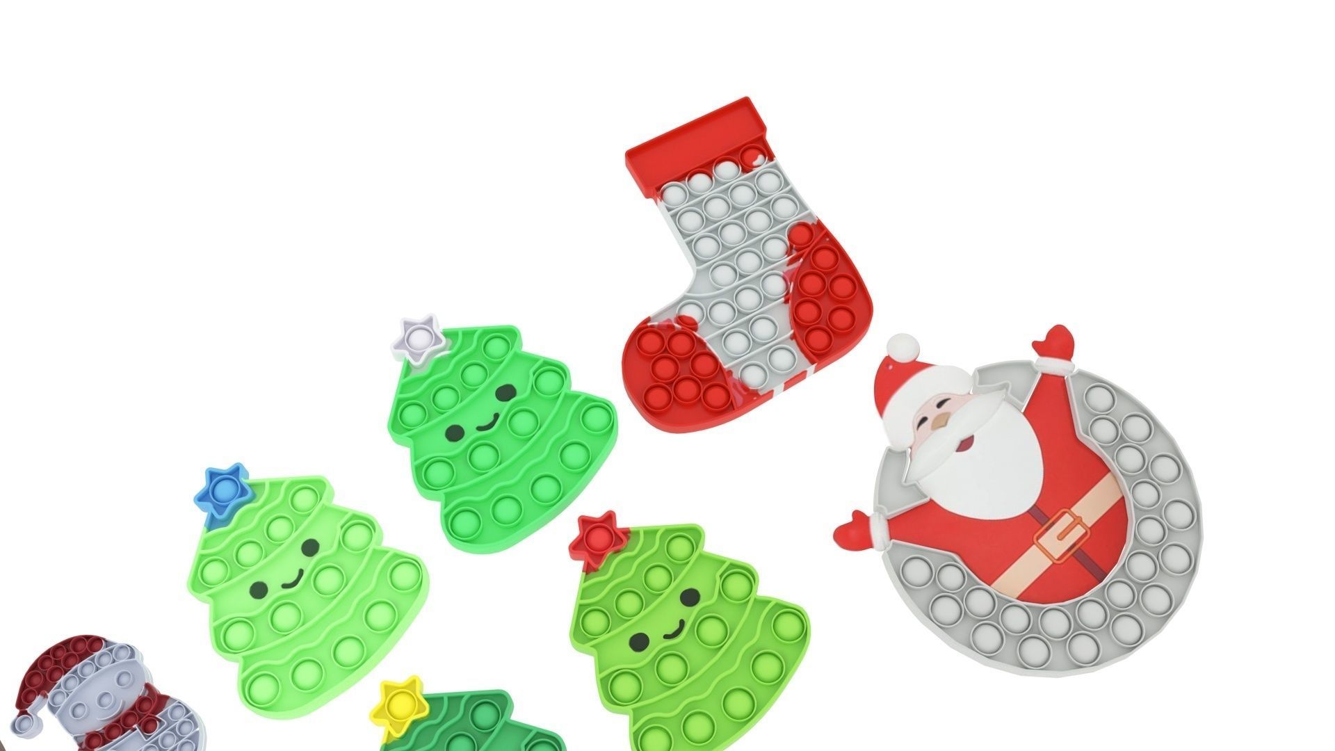 Christmas Pop It Fidget Toys Set 3D model_11