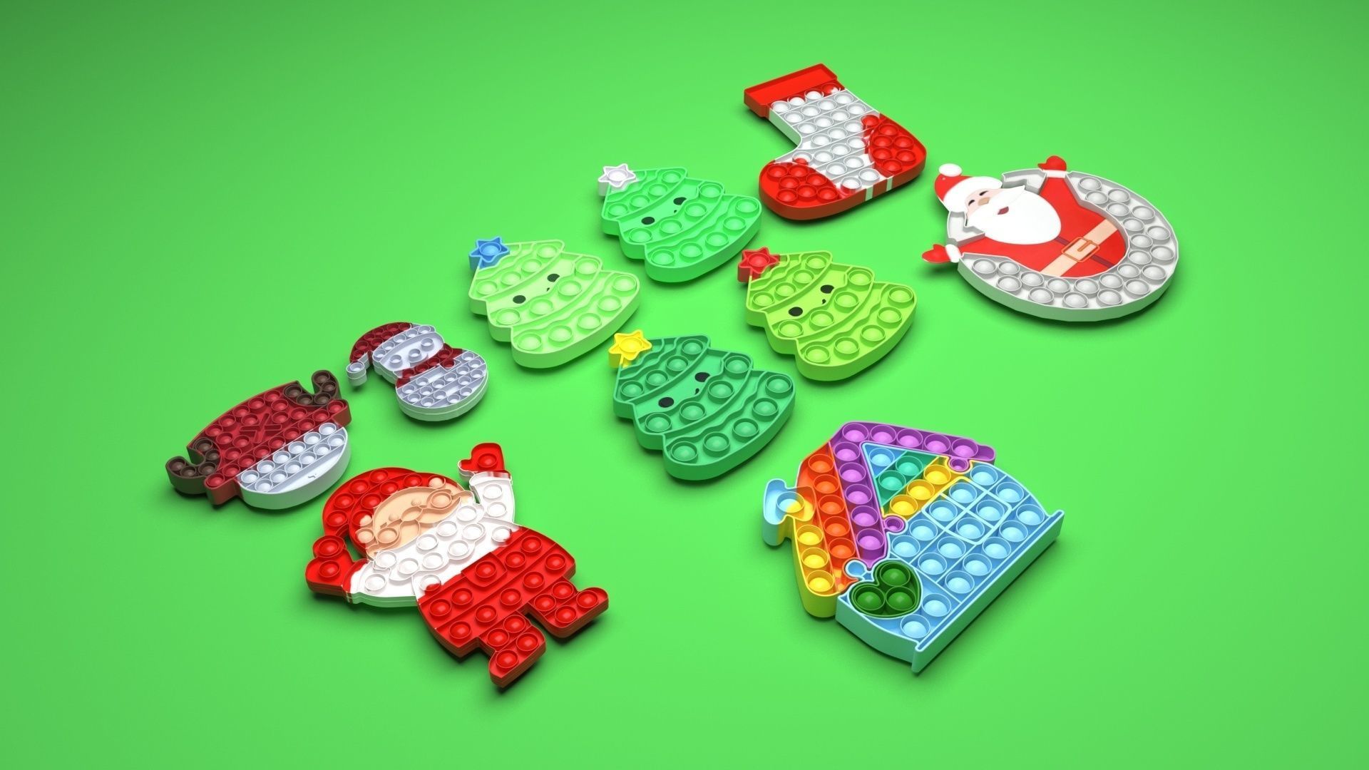 Christmas Pop It Fidget Toys Set 3D model_31