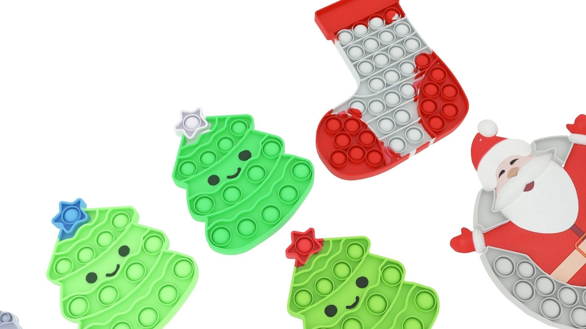 Christmas Pop It Fidget Toys Set 3D model_9