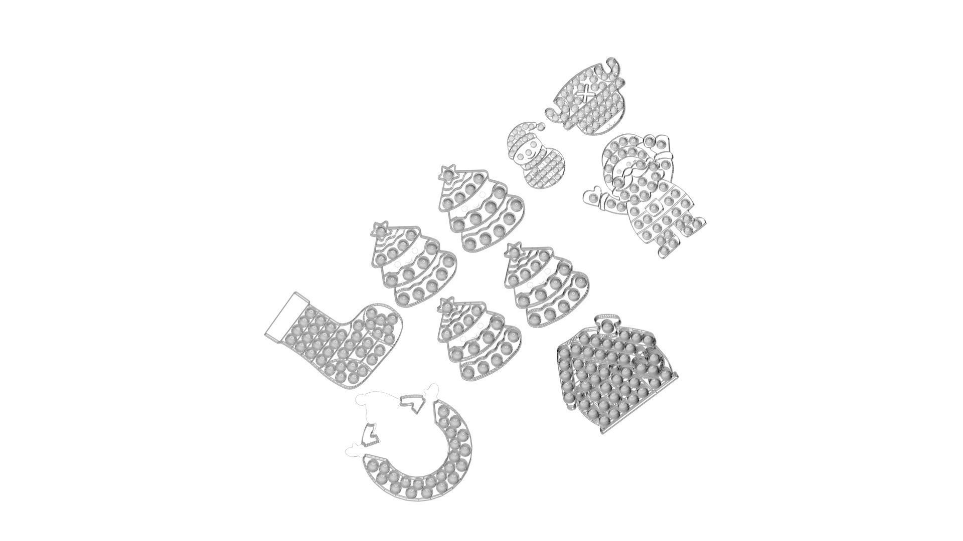 Christmas Pop It Fidget Toys Set 3D model_25