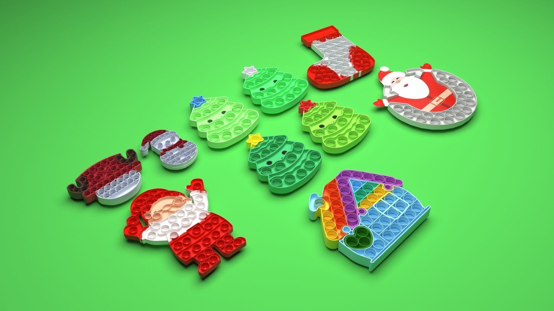 Christmas Pop It Fidget Toys Set 3D model_32