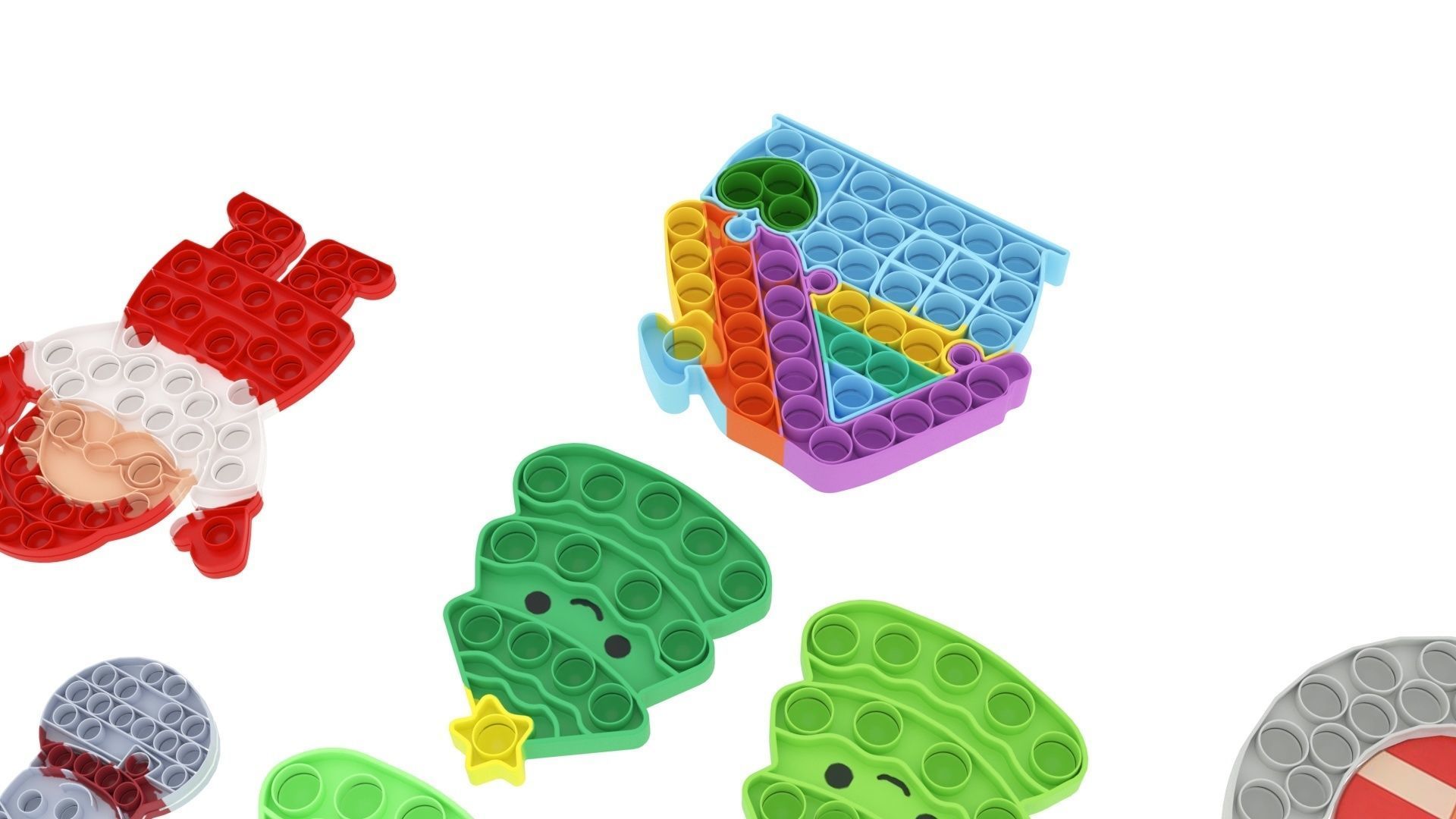Christmas Pop It Fidget Toys Set 3D model_12