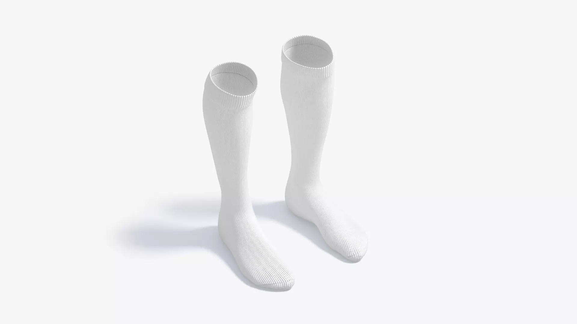 White Knee High Socks - fabric sox pair Low-poly 3D model_0