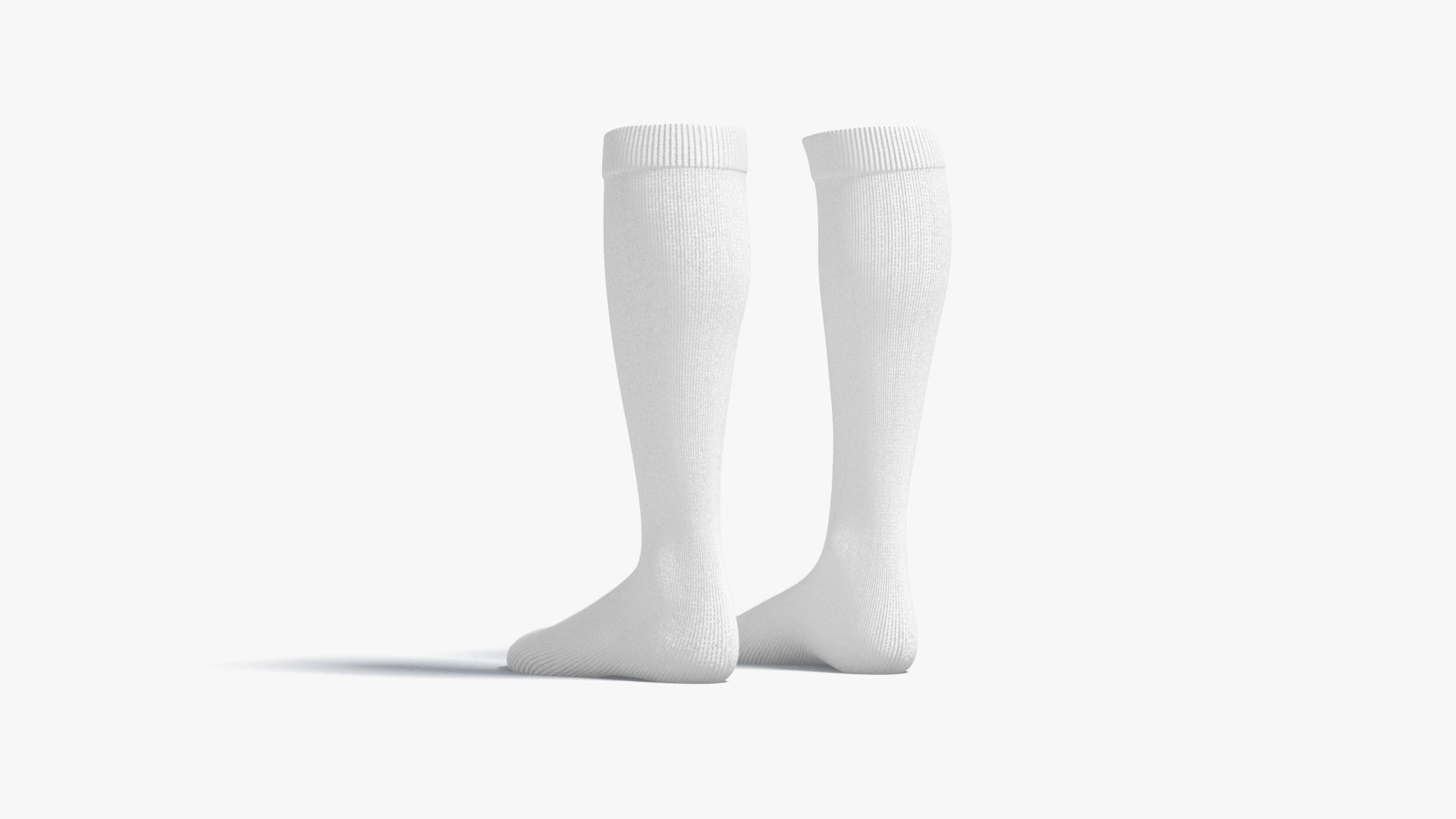 White Knee High Socks - fabric sox pair Low-poly 3D model_3