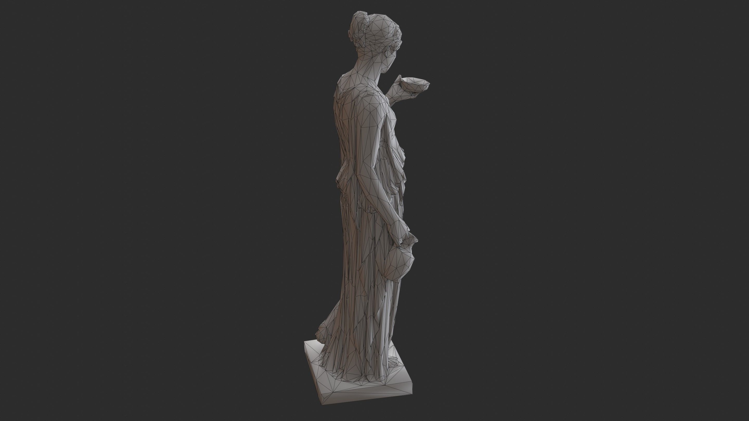 Hebe Statue - Marble Low-poly 3D model_14