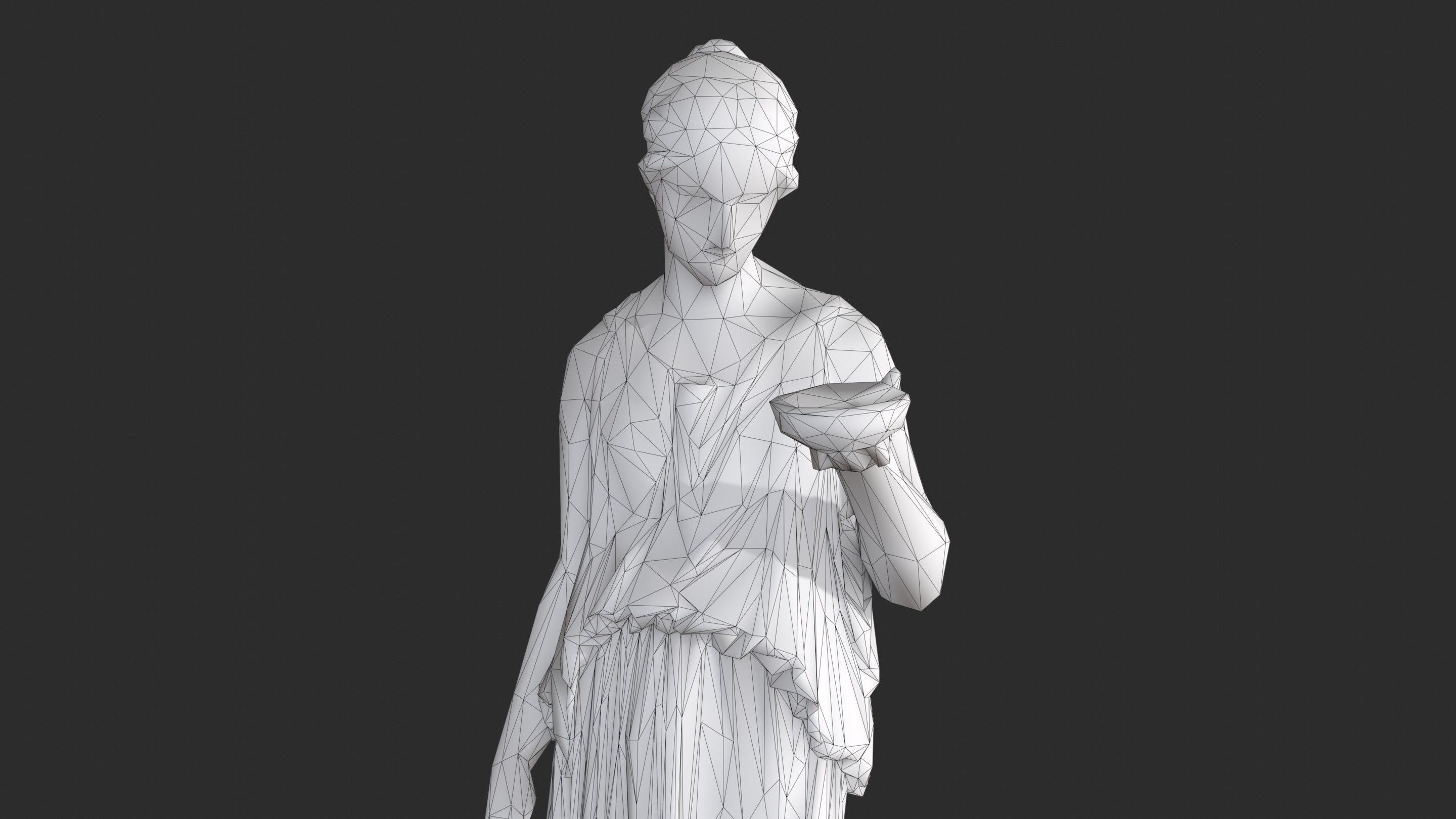 Hebe Statue - Marble Low-poly 3D model_20