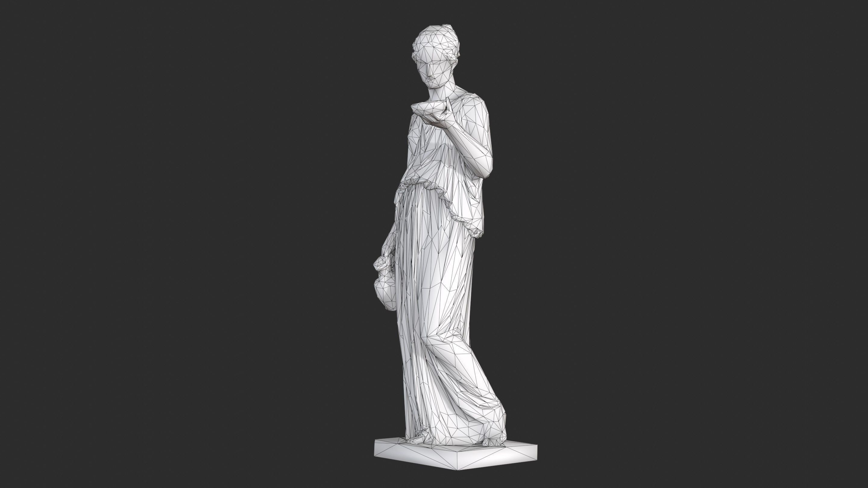Hebe Statue - Marble Low-poly 3D model_19